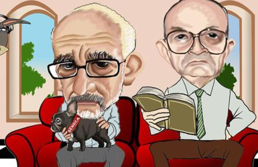 3- Caricaturas del Subdirector Julio Merino y del director, Emilio Romero, del vespertino "PUEBLO" de Madrid.(Por PR-Gore).